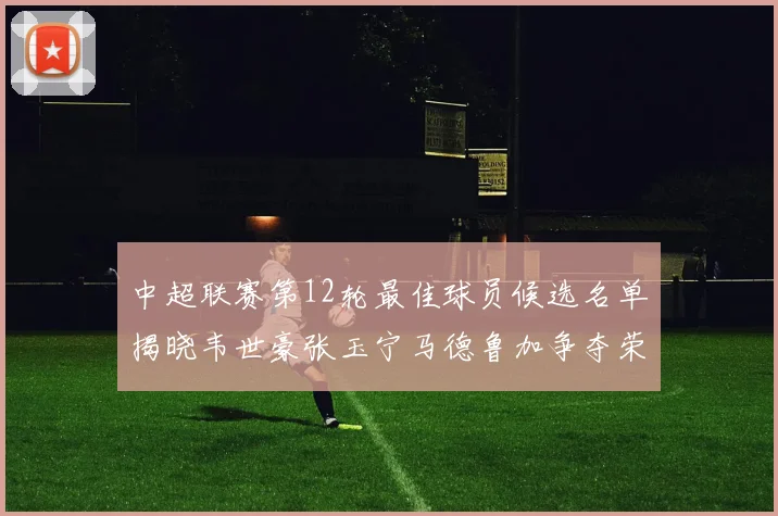 中超联赛第12轮最佳球员候选名单揭晓韦世豪张玉宁马德鲁加争夺荣誉